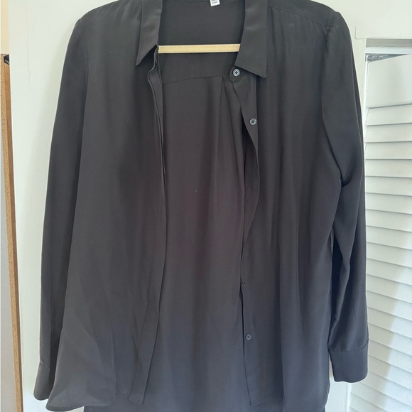 100% silk black chic blouse - Picture 1 of 8